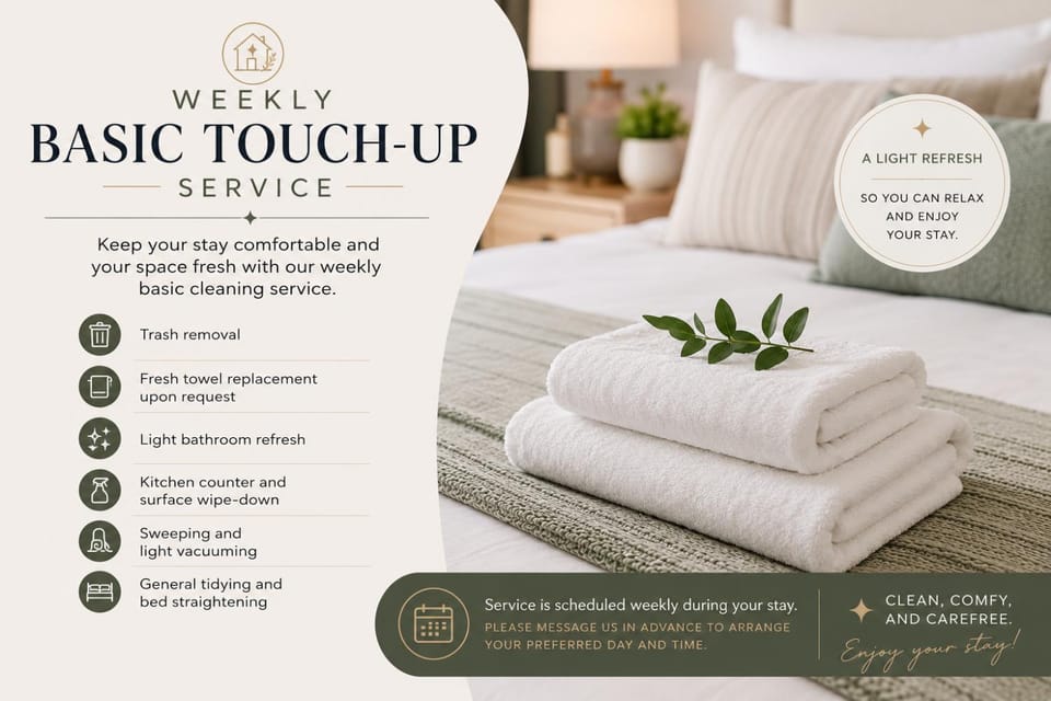 Bedroom, Text overlay, room service, towels