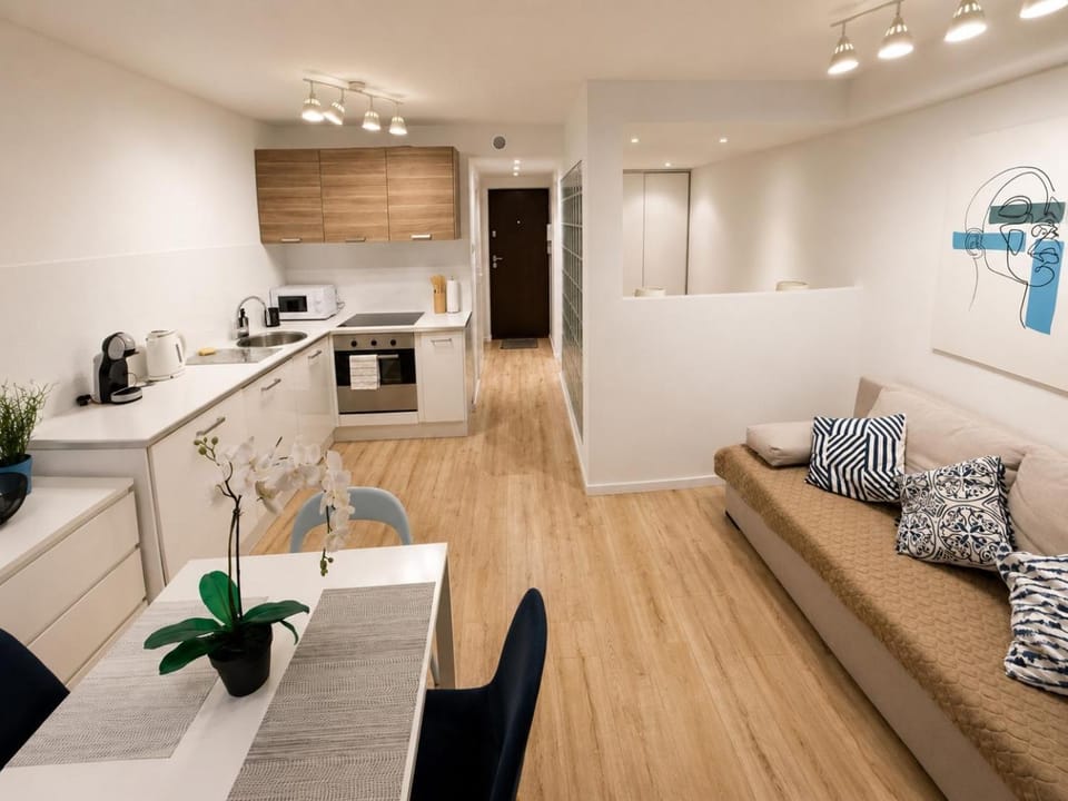 Kitchen or kitchenette, Living room, oven, stove