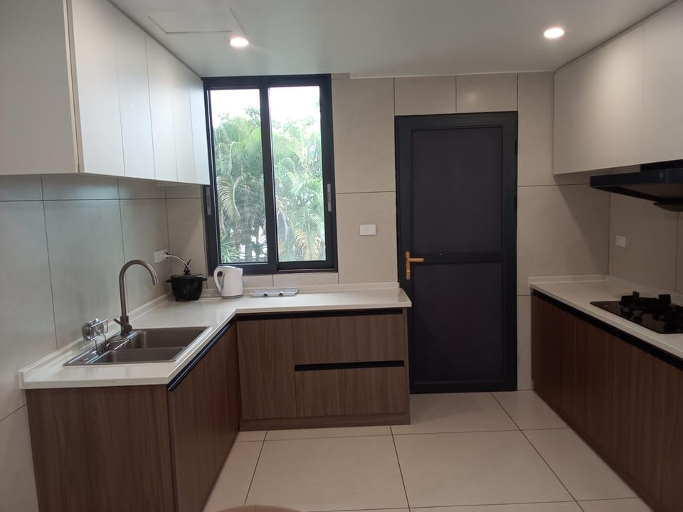 Kitchen or kitchenette, stove