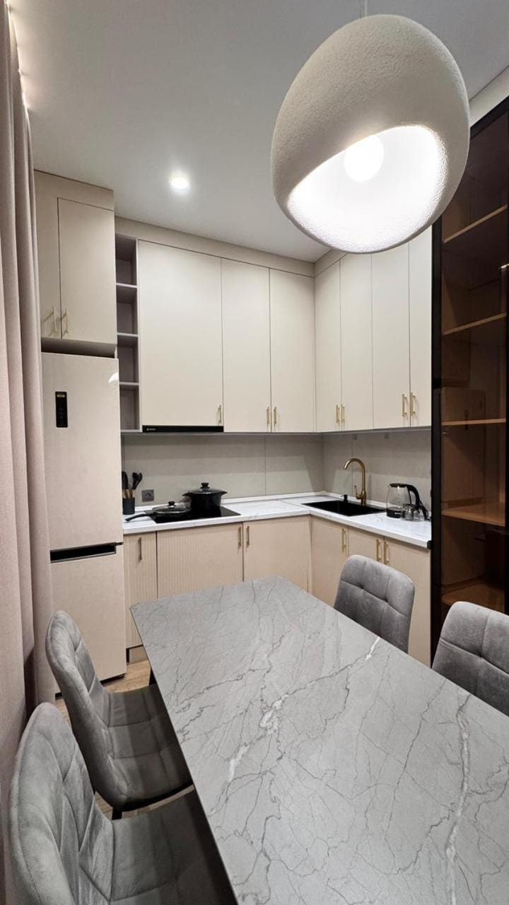 Kitchen or kitchenette, stove