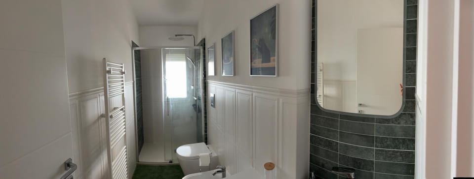 Shower, Bathroom, bidet, hair dryier, heating, towels