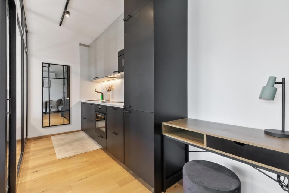 Kitchen or kitchenette, microwave, oven, stove, kitchen