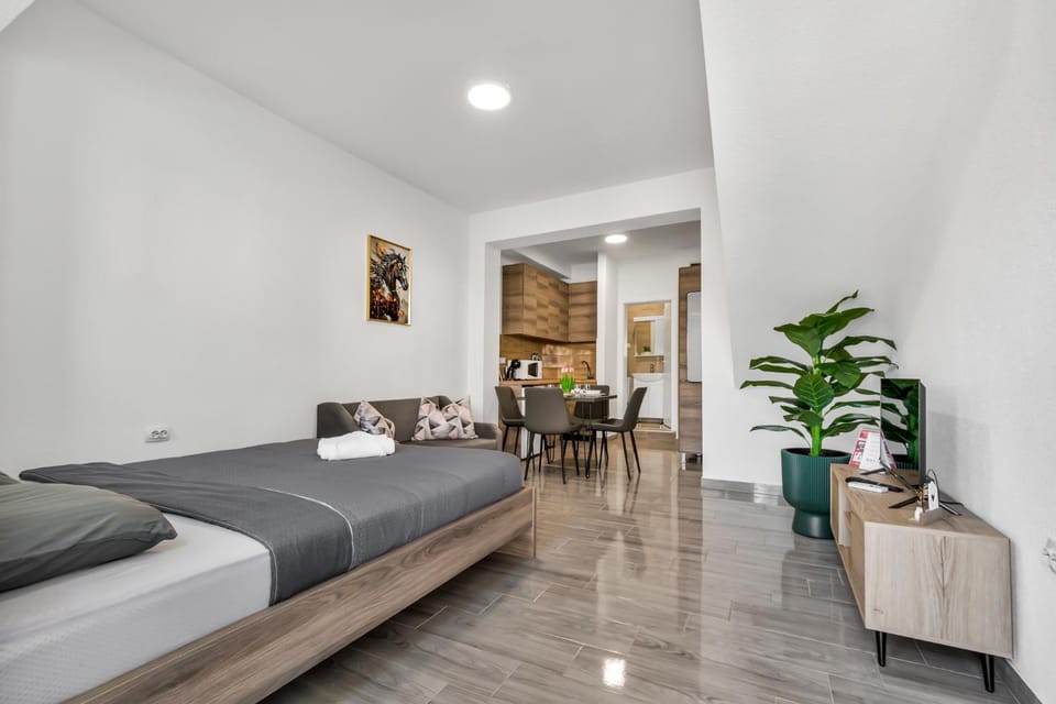 Bed, TV and multimedia, Living room, Photo of the whole room, Seating area, Dining area, Bedroom
