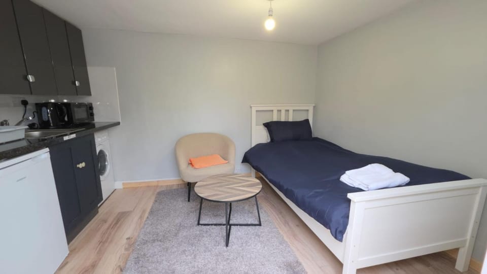 Bed, Kitchen or kitchenette, Photo of the whole room, Dining area, Bedroom, stove, towels