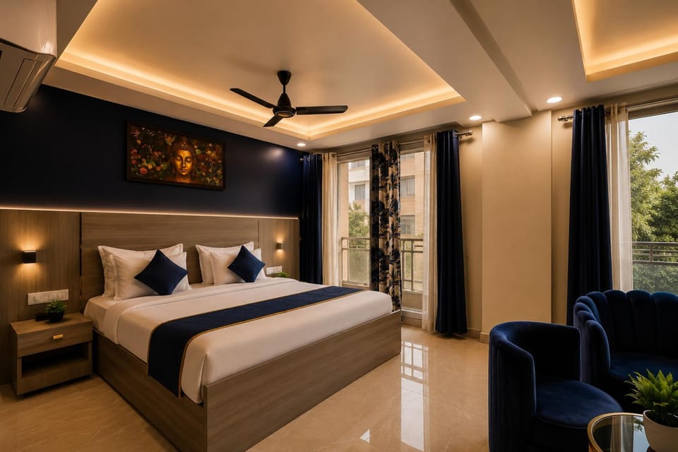 Bed, Living room, Photo of the whole room, Seating area