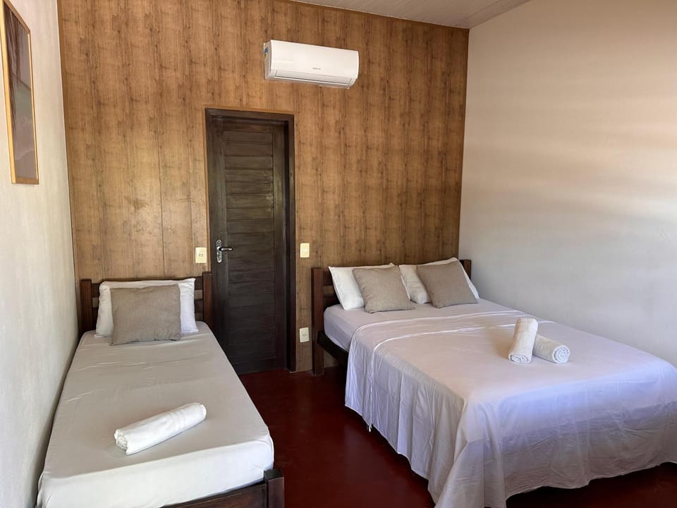 Bed, Photo of the whole room, Bedroom, towels, air conditioner