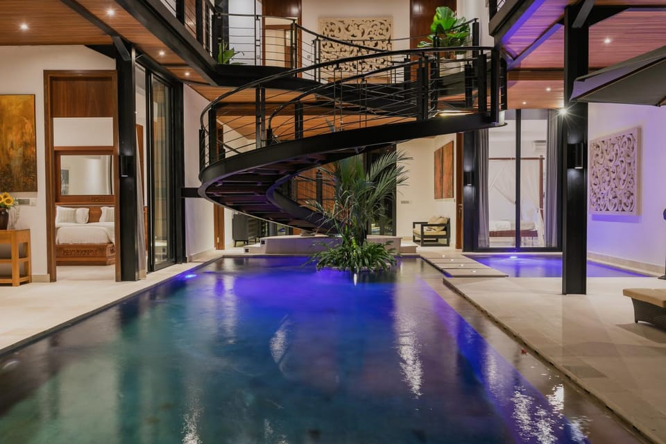 Night, Pool view, Swimming pool