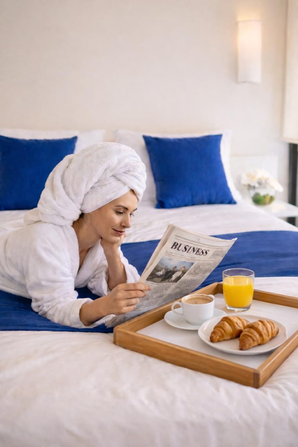 Bed, People, Food and drinks, Photo of the whole room, Bedroom, Food, Breakfast, Continental breakfast, group of guests, towels