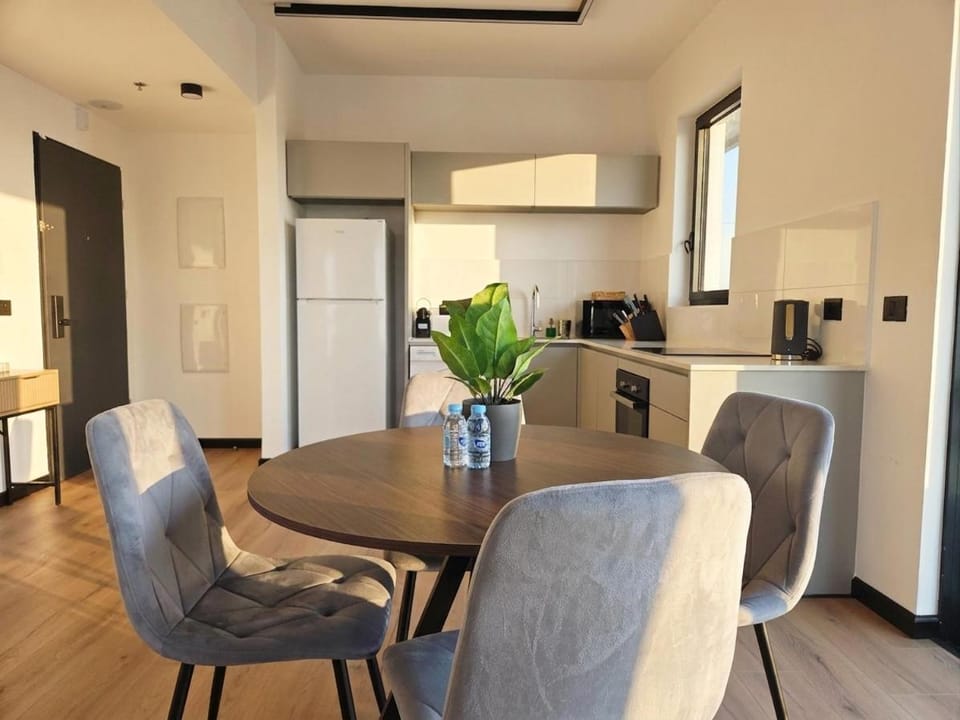Kitchen or kitchenette, Living room, Seating area, Dining area, oven