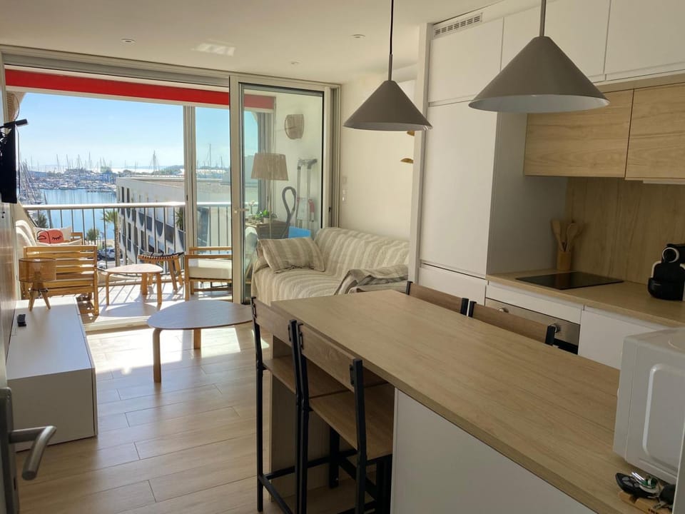 BEL APPARTEMENT CENTRAL - Vue PORT Et MER - Parking - Clim - WIFI Apartment in La Grande-Motte