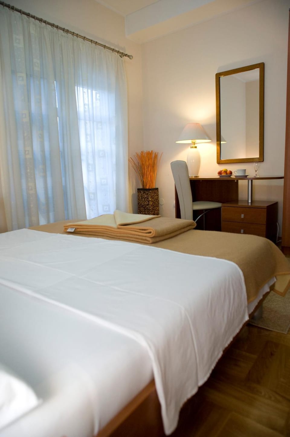 Bed, Text overlay, towels