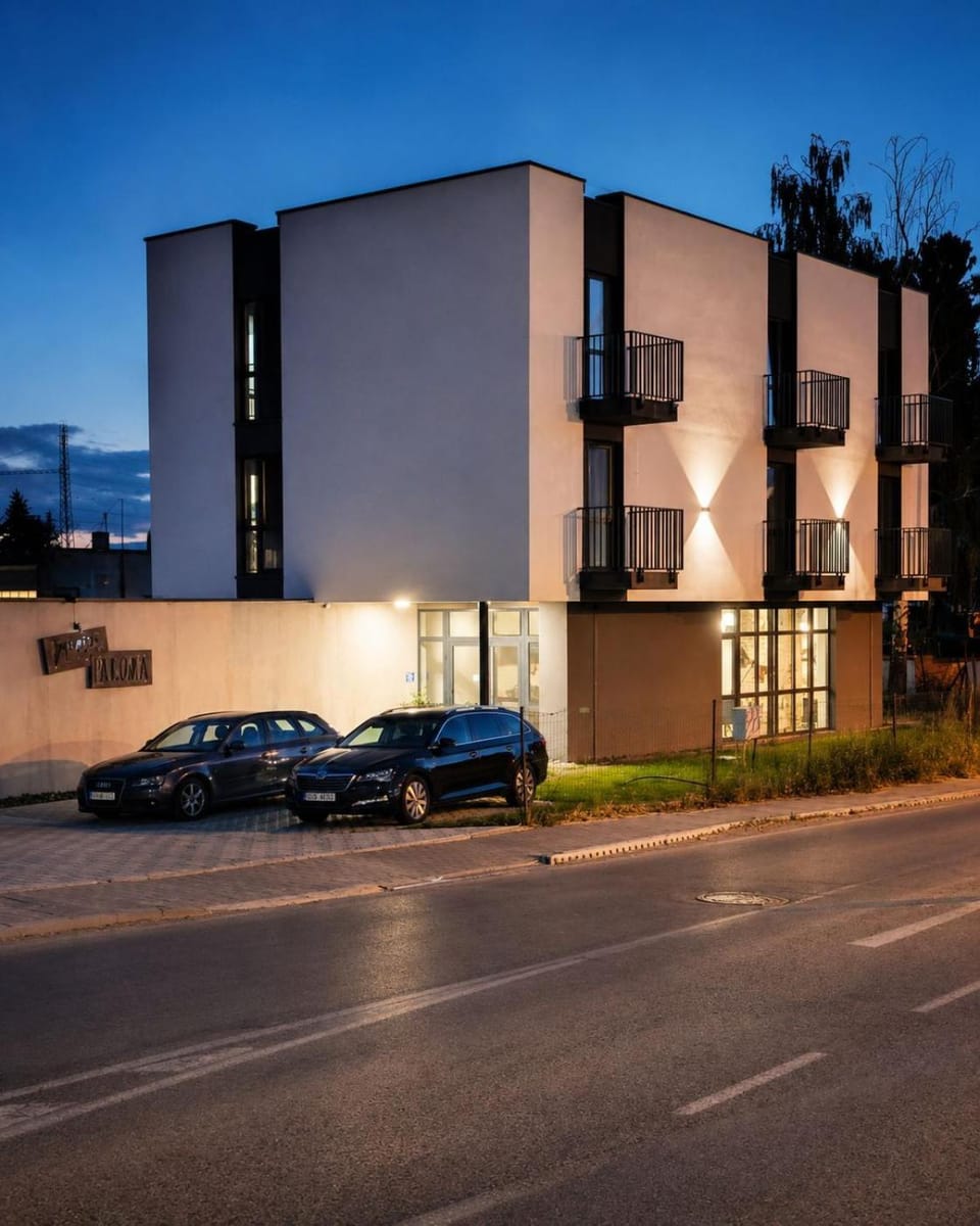 Property building, Night, Parking