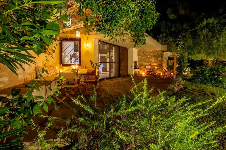 Property building, Night, Garden, Garden view