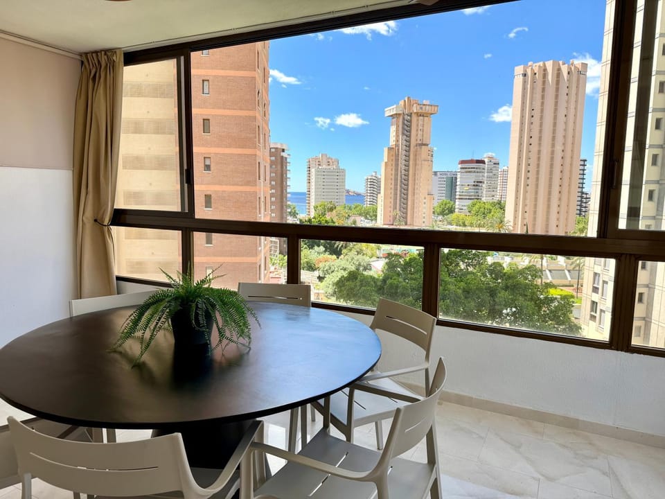 Living room, Dining area, City view