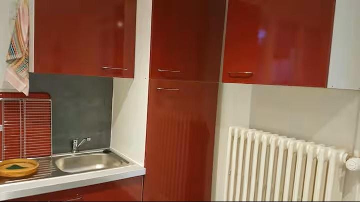 Kitchen or kitchenette, stove