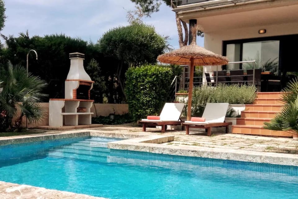 Property building, Living room, Swimming pool