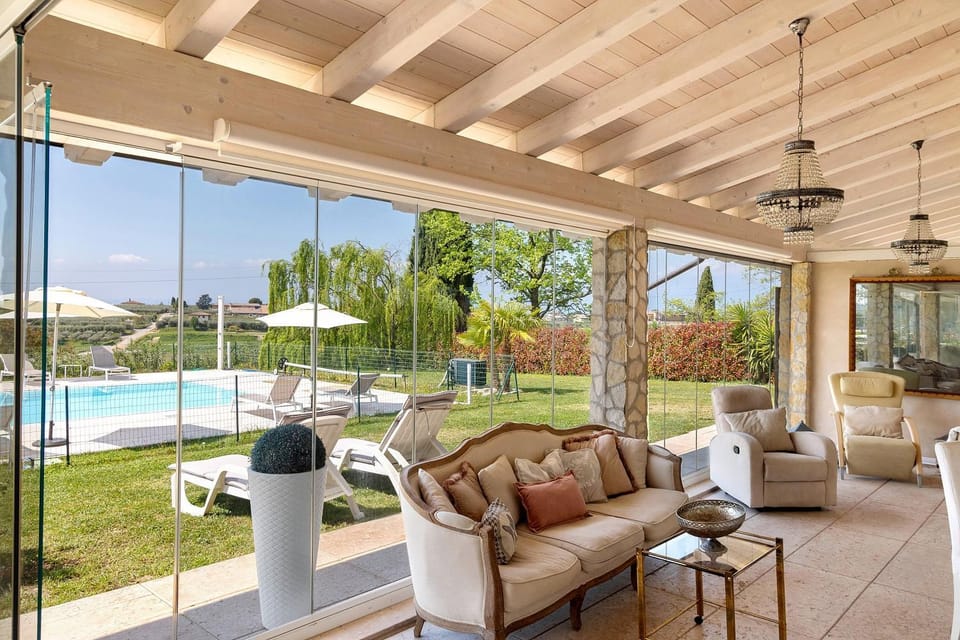 Property building, Living room, Swimming pool
