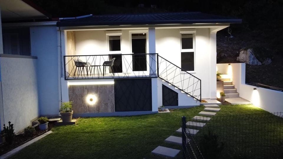 Property building, Night, Garden, Garden view