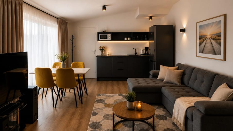 Kitchen or kitchenette, Living room, Seating area, pet friendly