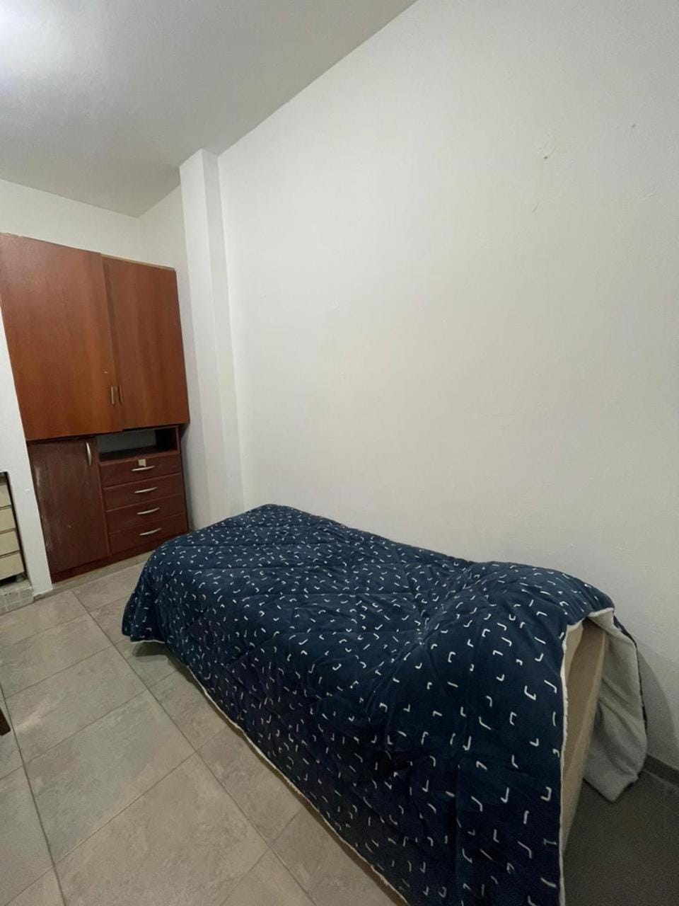 Bed, wardrobe