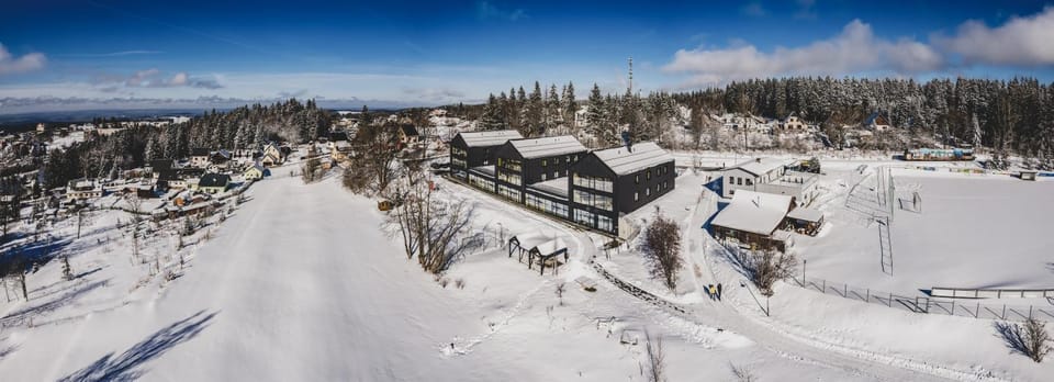 Property building, Natural landscape, Bird's eye view, Winter