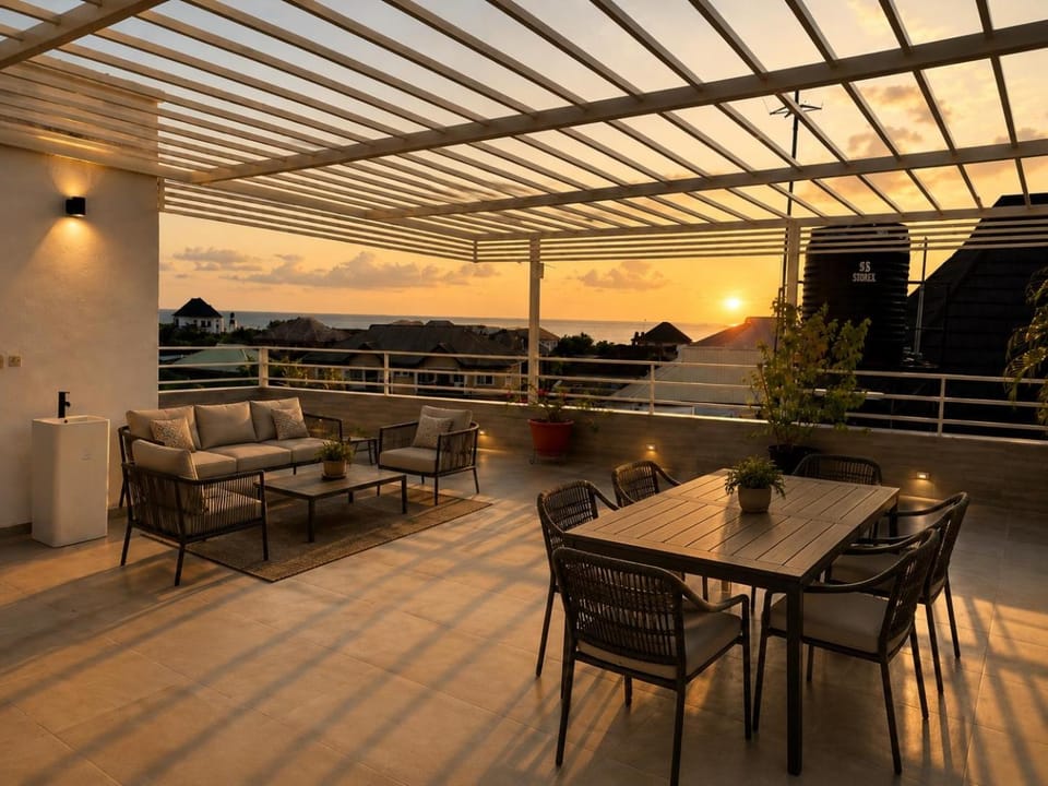 Patio, Natural landscape, Balcony/Terrace, Sea view, Sunset