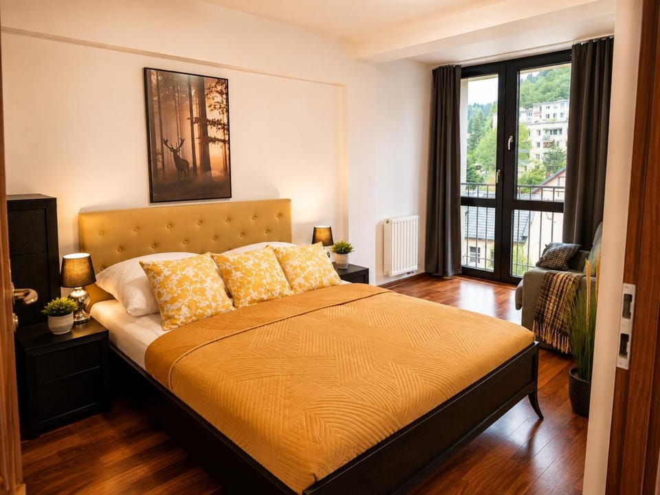 Bed, Seating area, Bedroom