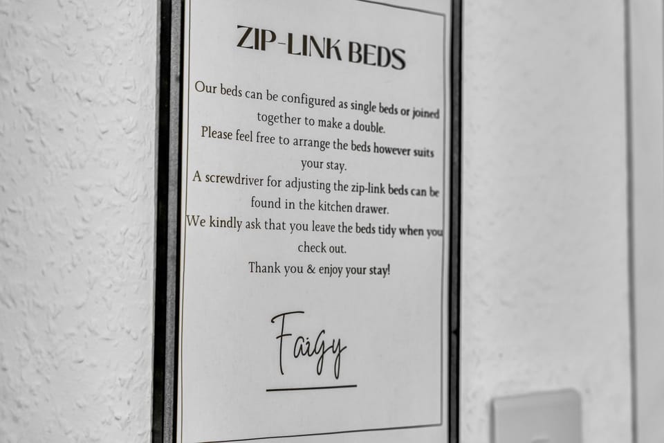 Bed, Property logo or sign