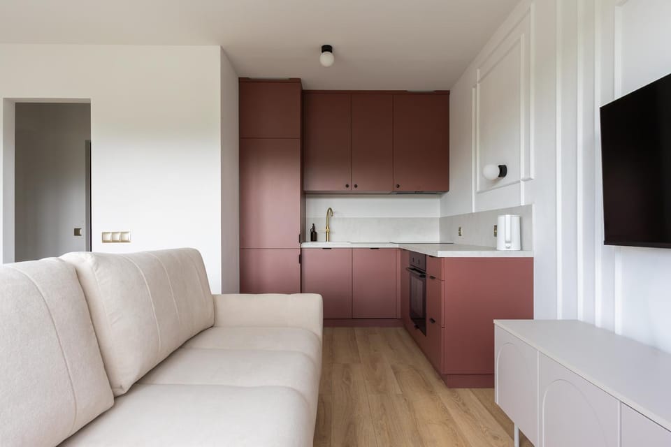 Kitchen or kitchenette, Living room, Seating area, Communal kitchen, oven, stove, kitchen