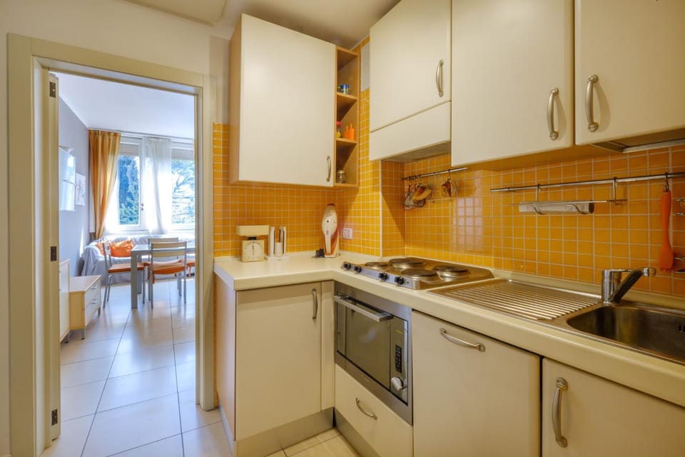 Kitchen or kitchenette, stove
