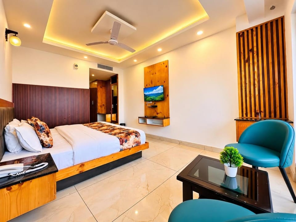 Bed, TV and multimedia, Living room, Photo of the whole room, Seating area, Bedroom, fireplace