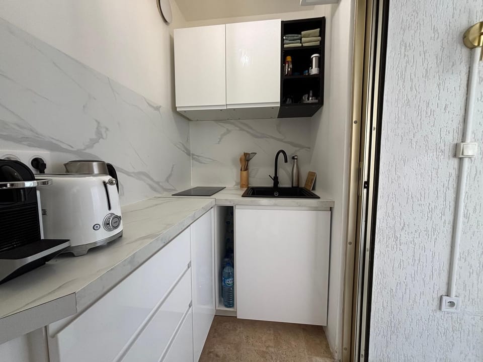 Kitchen or kitchenette, toaster