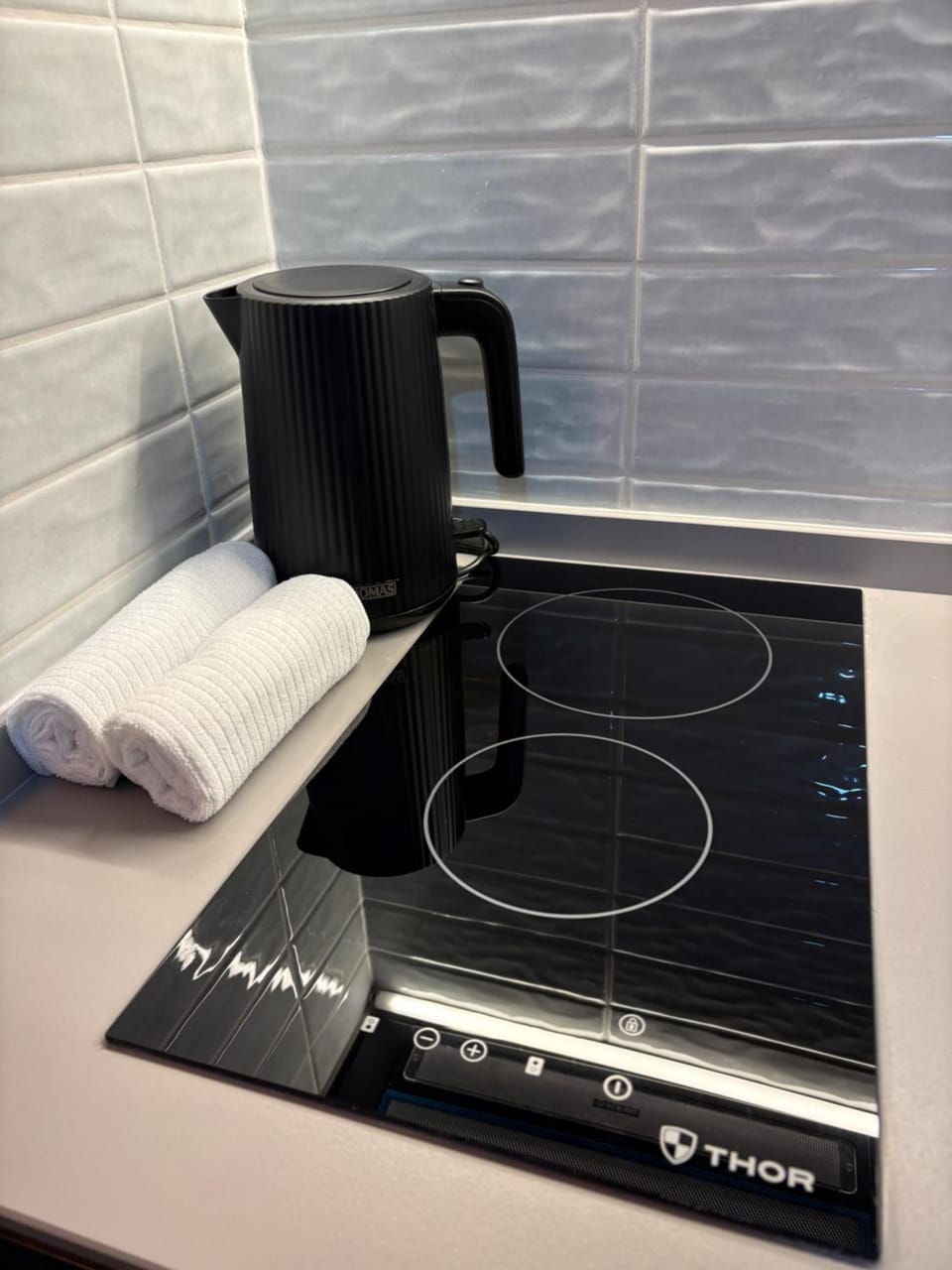 Kitchen or kitchenette, stove