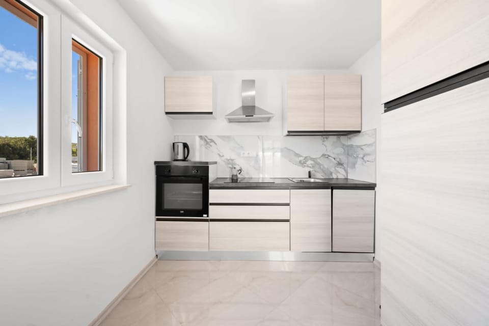Kitchen or kitchenette, dishwasher, oven, stove