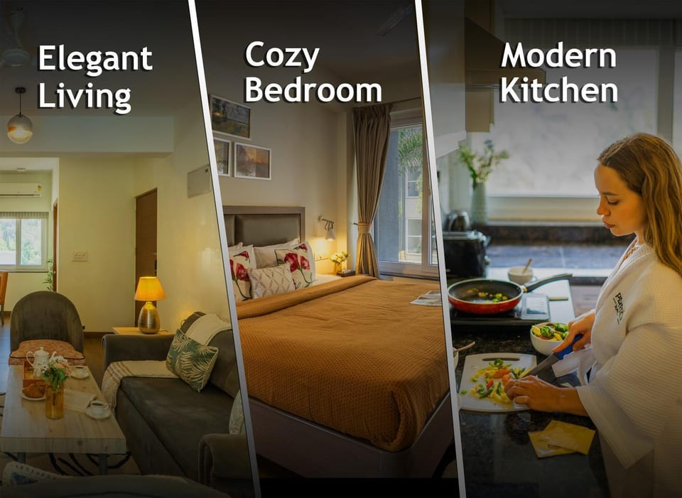 Living room, Bedroom, kitchen