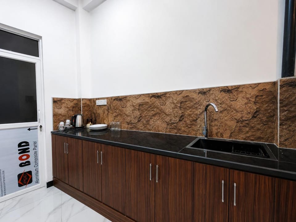 Kitchen or kitchenette, stove