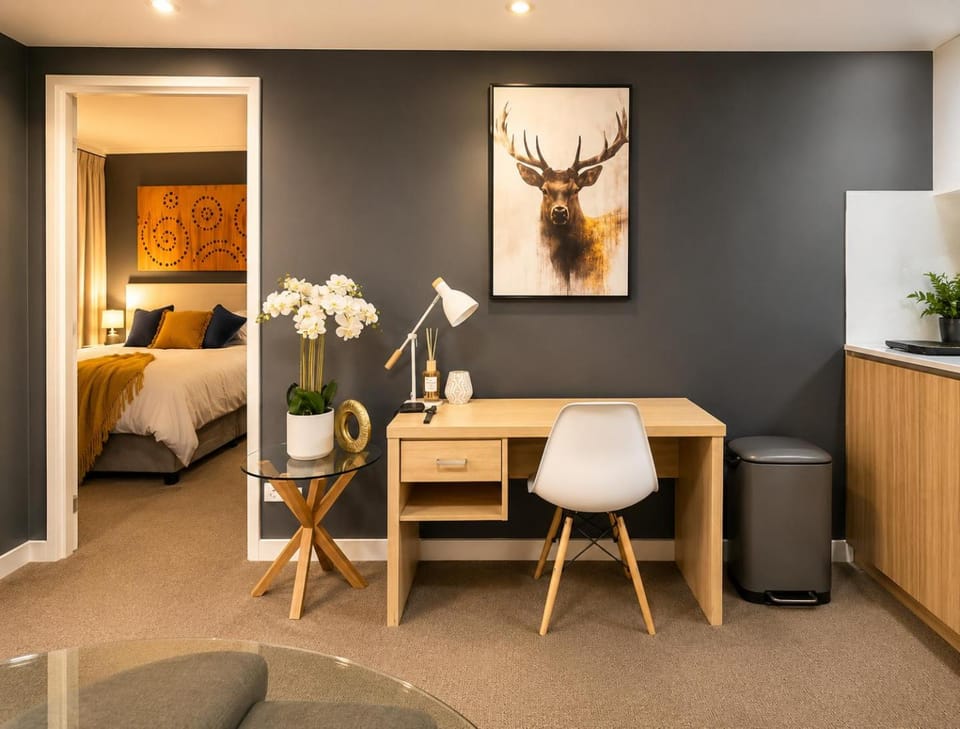 Bed, Living room, Seating area
