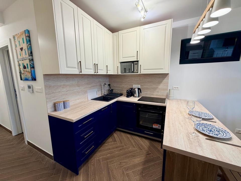 Kitchen or kitchenette, dishwasher, oven, stove