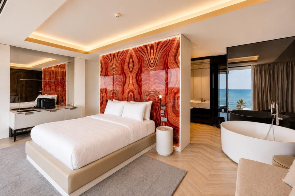 Bed, Sea view