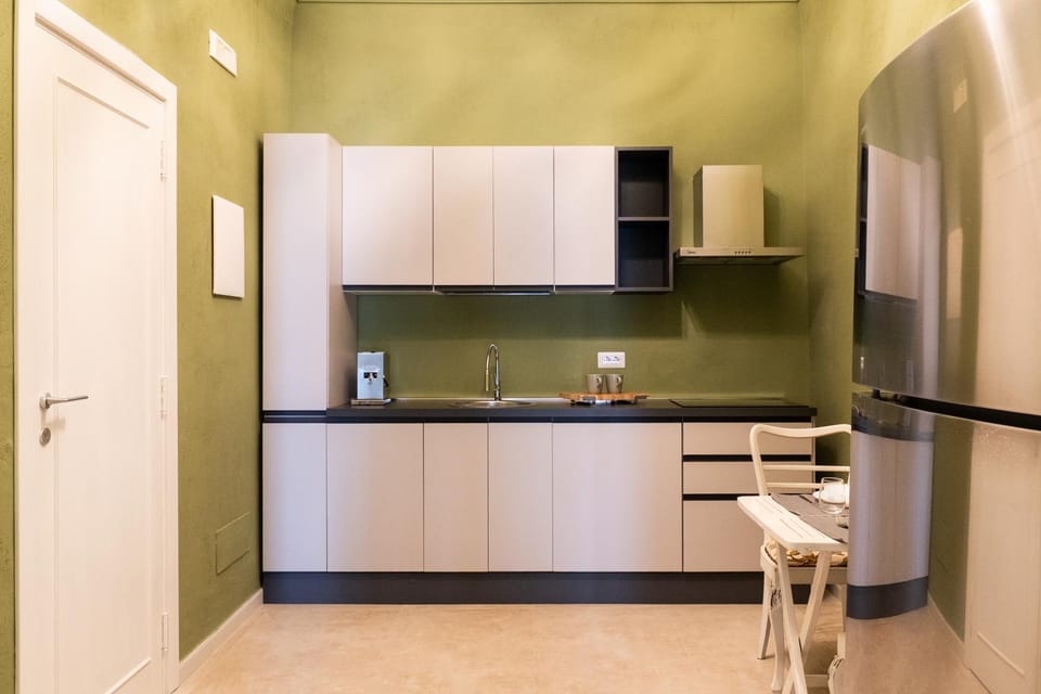 Kitchen or kitchenette, stove