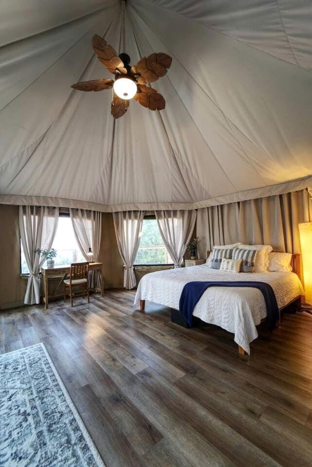 Romantic Hilltop Safari Glamping Tent with Lake Views near Lake Travis in Marble Falls, Texas Luxury tent in Lake Travis