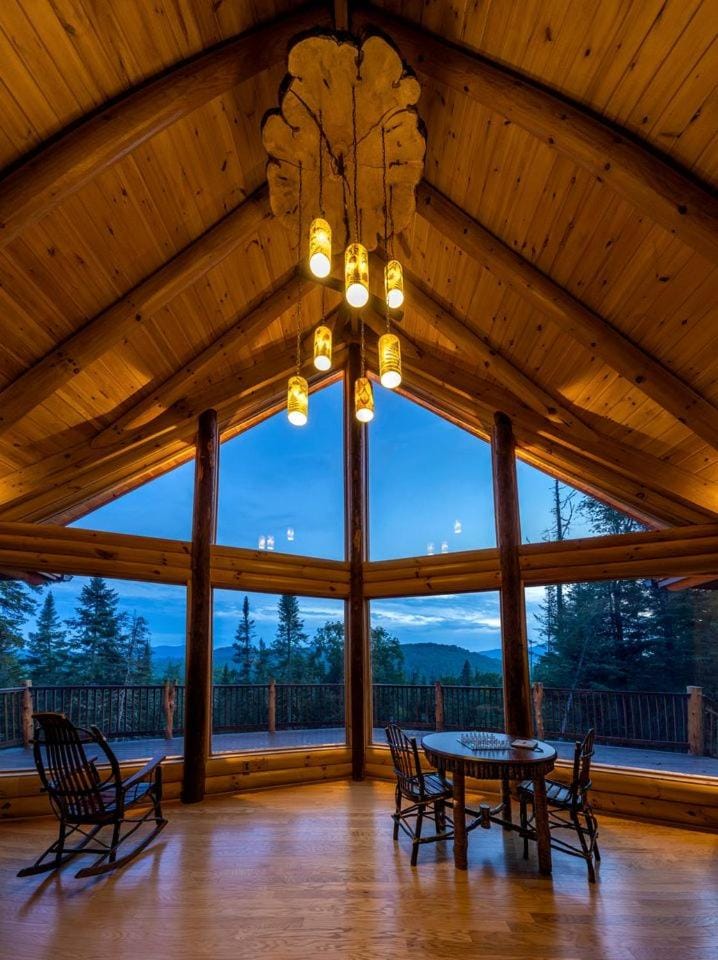 Experience Hilltop Privacy in a Luxury Log Home with Epic Mountain Views in Lake Placid, NY House in Adirondack Mountains