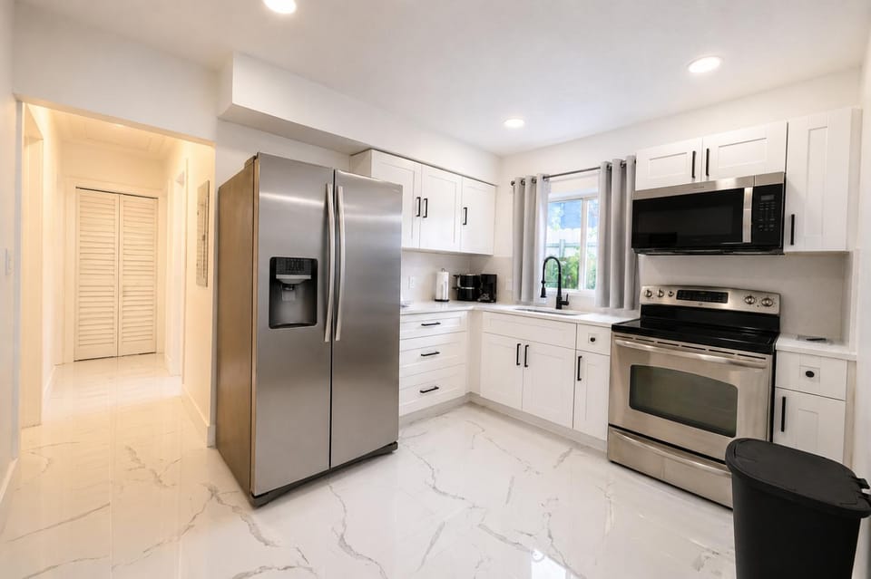 Kitchen or kitchenette, oven, stove, toaster