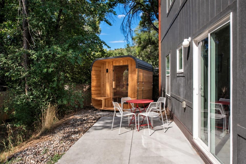 Patio, Garden, Sauna, Seating area