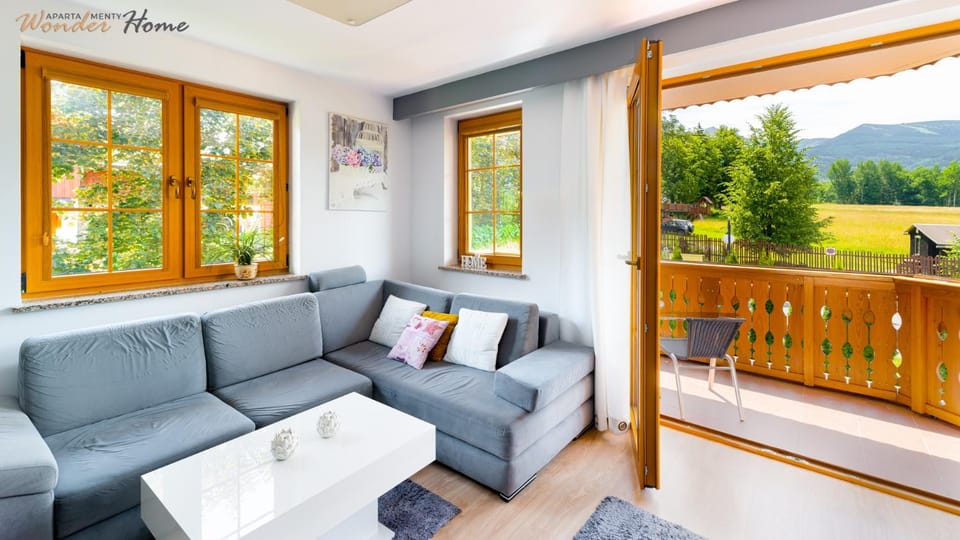 Day, Natural landscape, View (from property/room), Balcony/Terrace, Living room, Seating area, Mountain view