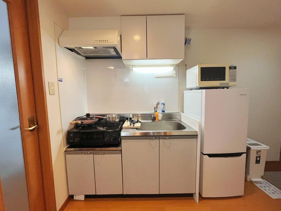 Kitchen or kitchenette, stove