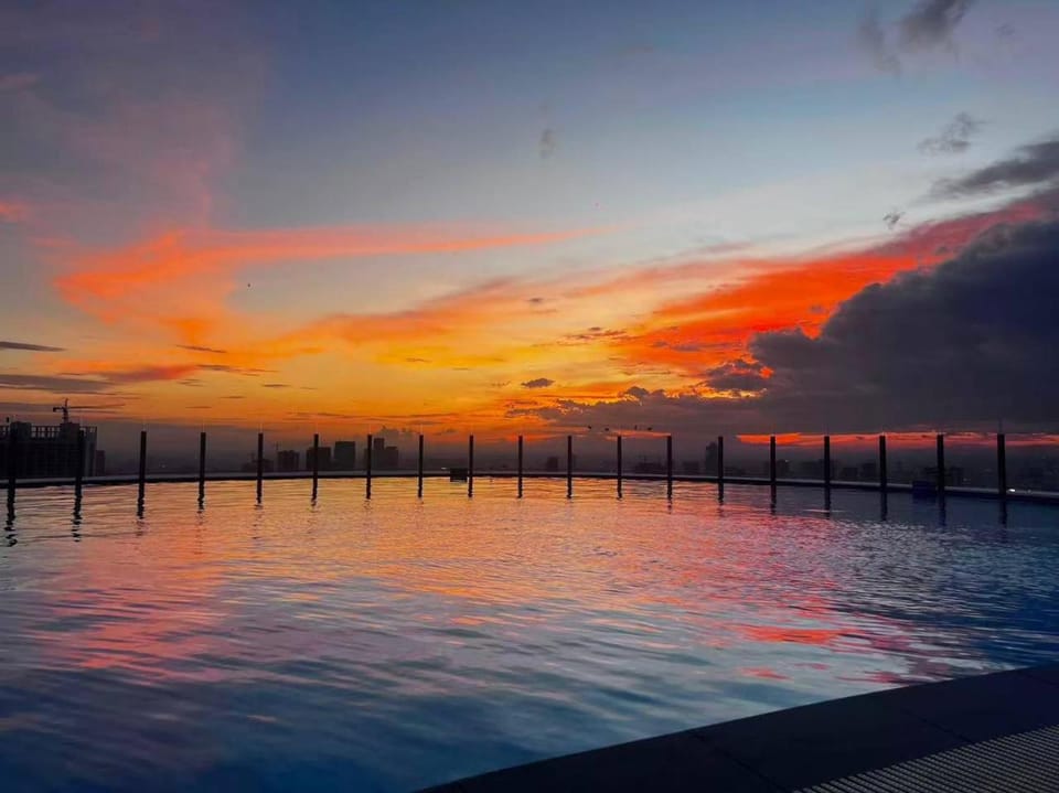 Natural landscape, Pool view, Swimming pool, Sunset