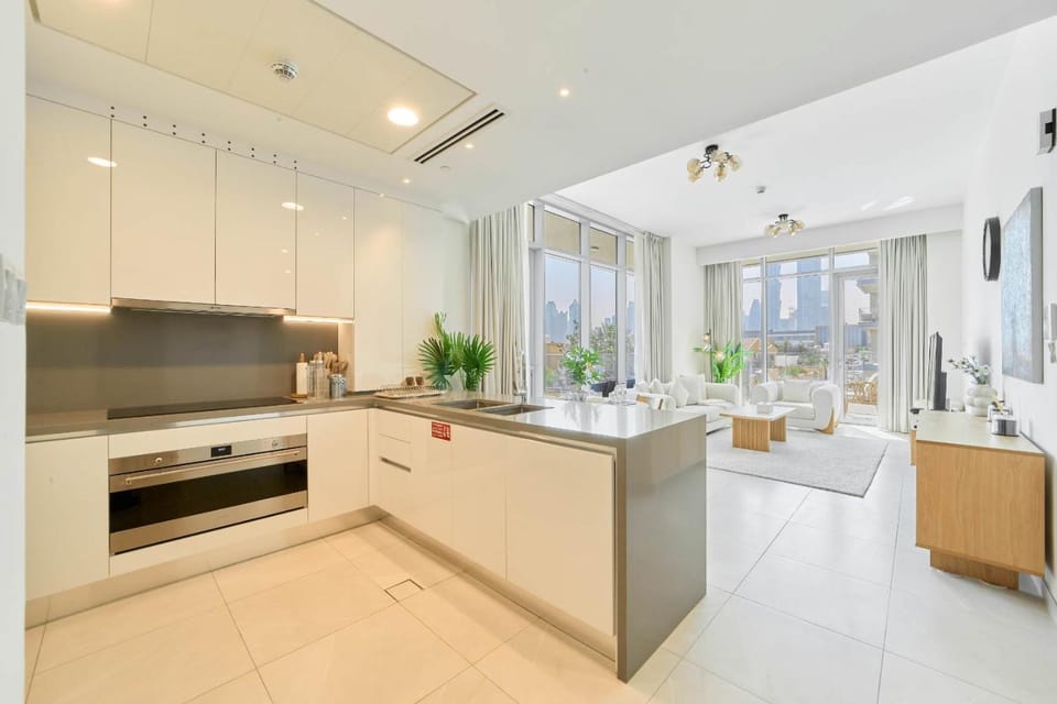 Elegant 2BR Maid Room Canal Front Skyline View Apartment in Dubai