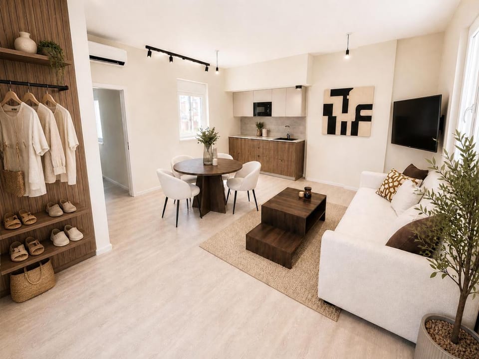 TV and multimedia, Living room, Photo of the whole room, Seating area, Dining area, wardrobe