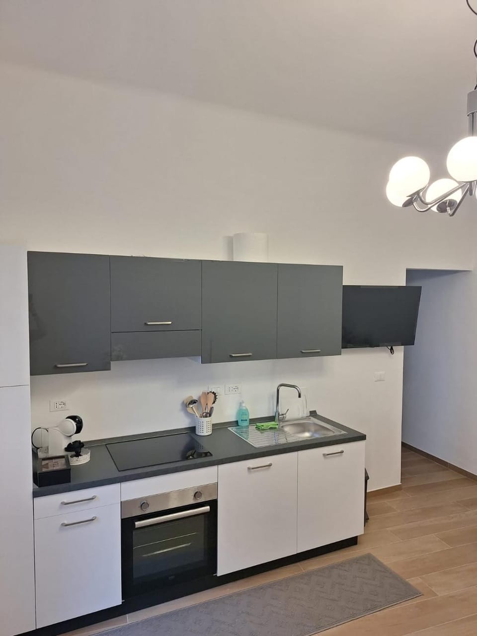 Kitchen or kitchenette, dishwasher, stove